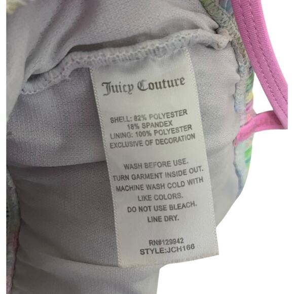 Juicy Couture | Pastel Plaid Pink Green Smocked Bikini Top Girls Size 10 - Picture 4 of 4